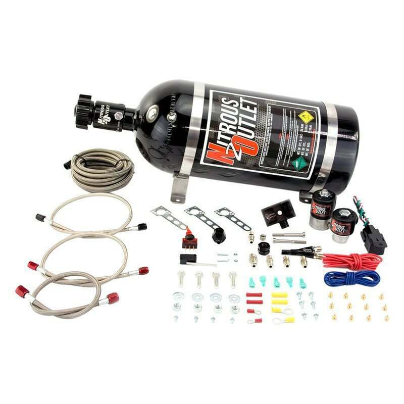 Nitrous Outlet Ford 2005-2010 Mustang 4.6L, 3V, EFI Single Nozzle System - Gas/E85 (5-55psi)(35-200HP)(15lb Bottle) (Mustang 2005-2009) - 00-10015-15