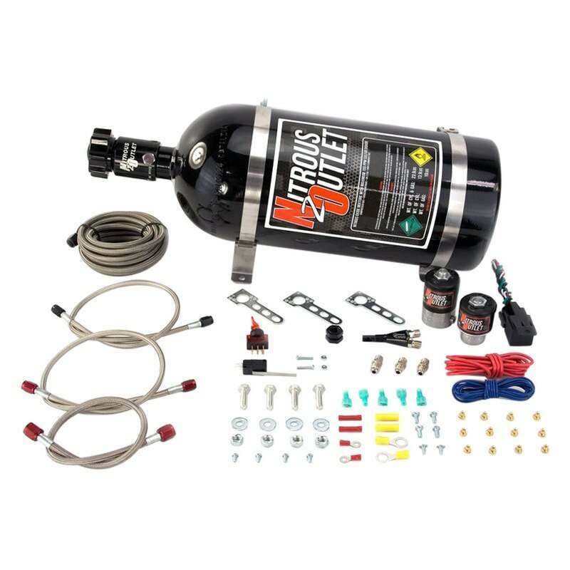 Nitrous Outlet Dodge EFI Single Nozzle System - Gas/E85 (5-55psi)(35-200HP)(15lb bottle) (Challenger 2008-2023 Charger 2006-2010 Charger 2011-2023 Ram 1500 Trucks 2002-2008 Ram 1500 Trucks 2009-2018 Ram 1500 Trucks 2019-2023) - 00-10020-15