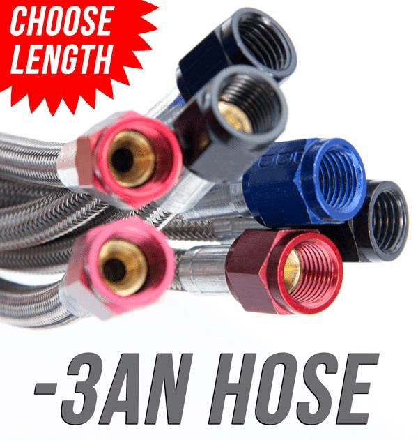 Nitrous Outlet 8 Inch 3AN Stainless Braided Hose Red B Nuts Nitrous Outlet - 00-20010