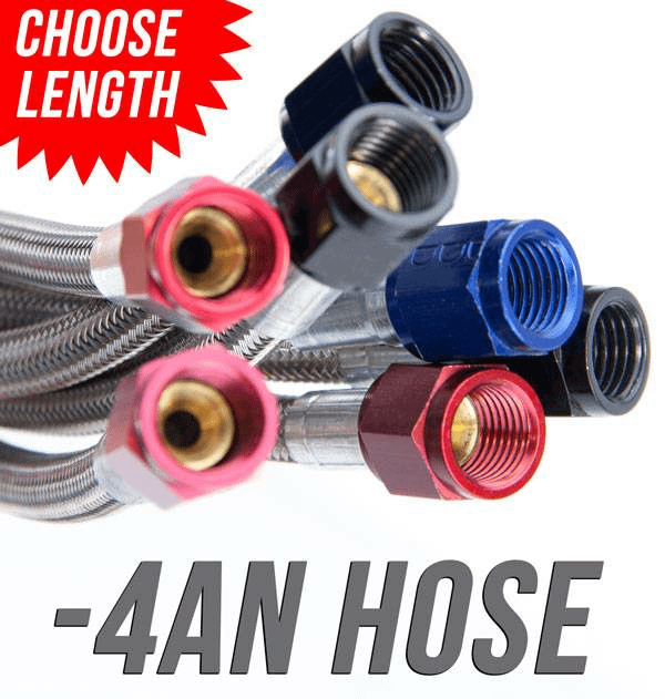 Nitrous Outlet 12 Inch 4AN Stainless Braided Hose Black B Nuts Nitrous Outlet - 00-20400