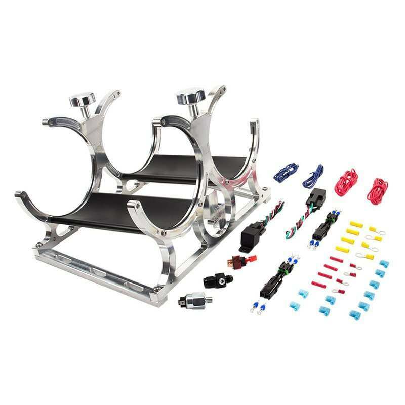 Nitrous Outlet Dual Billet Automatic Heated Horizontal Mount Bottle Bracket - 10lb/15lb/6AN - 00-32015-6