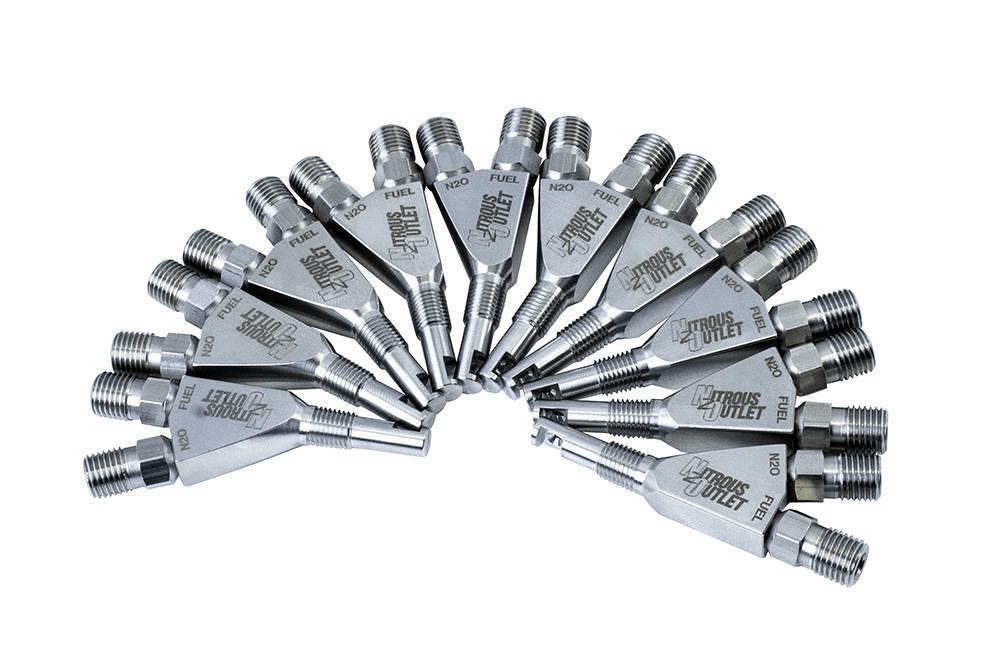 Nitrous Outlet 1/16 Inch NPT Wet Nitrous Nozzle 10 Pack 90 Degree Discharge Stainless Nitrous Outlet - 00-40006-10