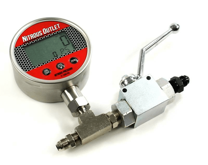 Nitrous Outlet Digital Inline Nitrous Pressure Gauge 4AN Shut Off Valve Nitrous Outlet - 00-63016-4