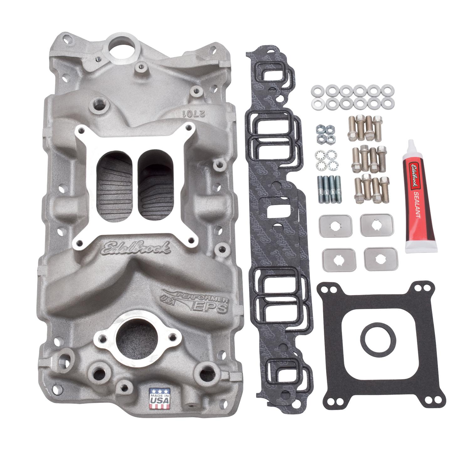 Edelbrock 2701 Chev SB Perf Man w/Full Install Kit - 2040