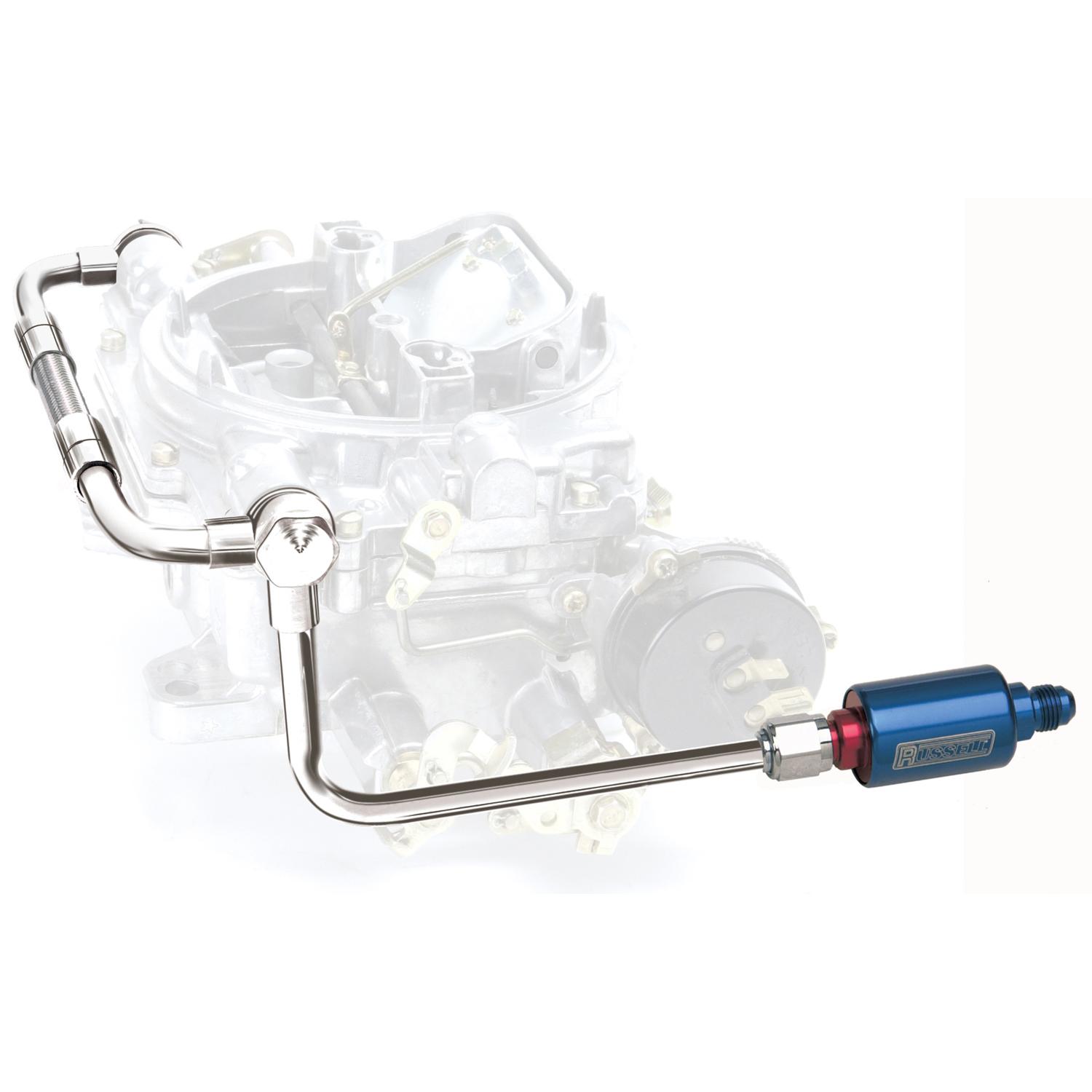 Edelbrock Dual-Feed Chrome Fuel Line Kit W Filter - 8133