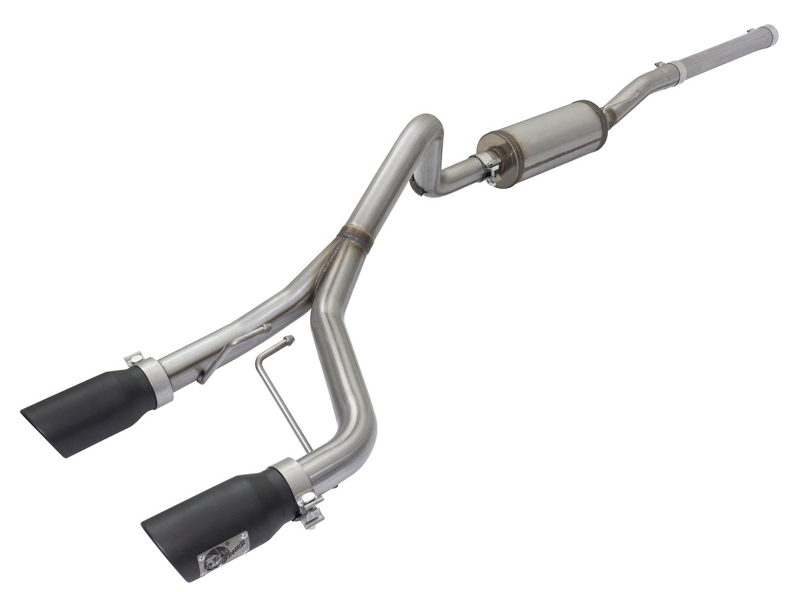AFE Rebel Series 2-1/2 IN 409 Stainless Steel Cat-Back Exhaust System w/Black Tip - 49-48056-B