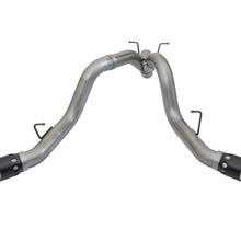 AFE Large Bore-HD 4 IN 409 Stainless Steel DPF-Back Exhaust System w/ Dual Black Tip (2017-2019 Silverado 2500 HD, Silverado 3500 HD, Sierra 2500 HD, Sierra 3500 HD) - 49-44086-B