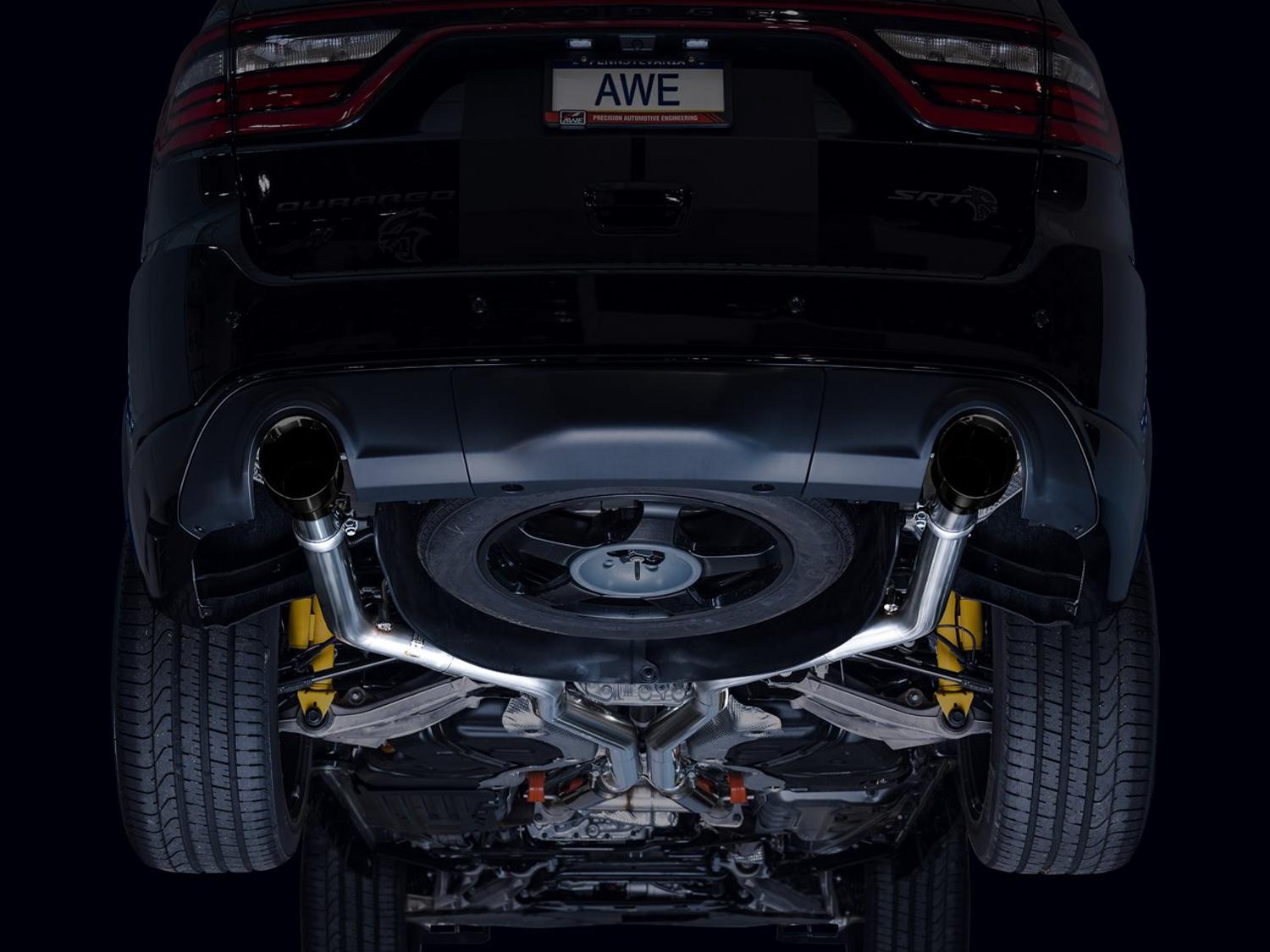 AWE Track Edition Exhaust - Diamond Black Tips (2018-2023 Dodge Durango 6.4L / 6.2L SC) - 3020-33952