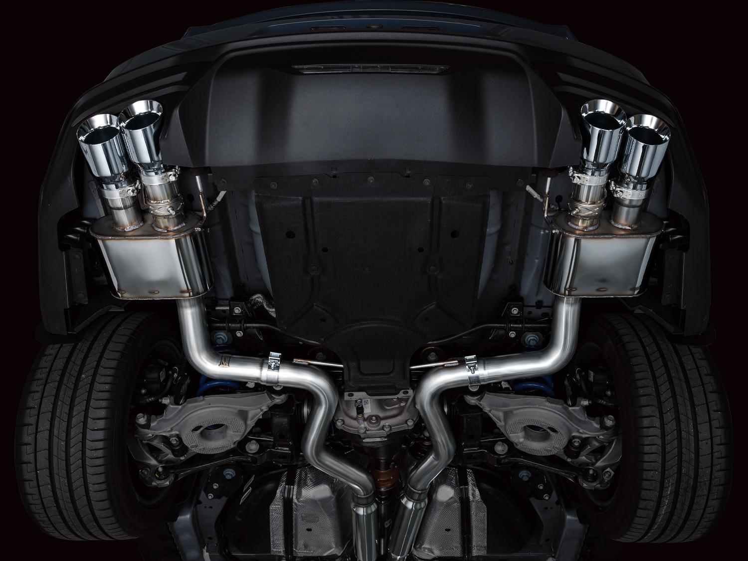 AWE SwitchPath Catback Exhaust - Quad Chrome Silver Tips (2024-2026 Mustang GT) - 3025-42650