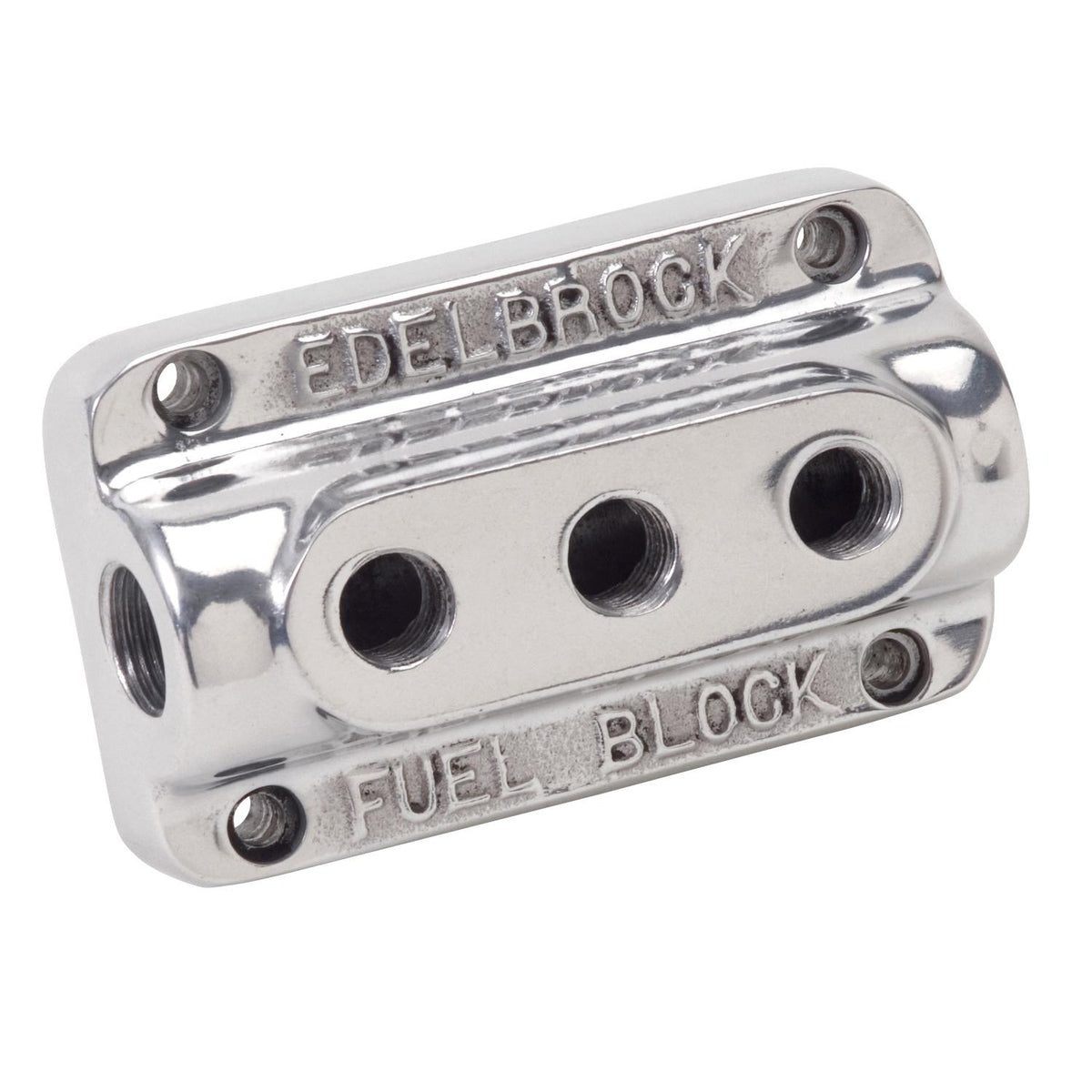 Edelbrock Polished Triple Outlet Fuel Block Kit - 12851