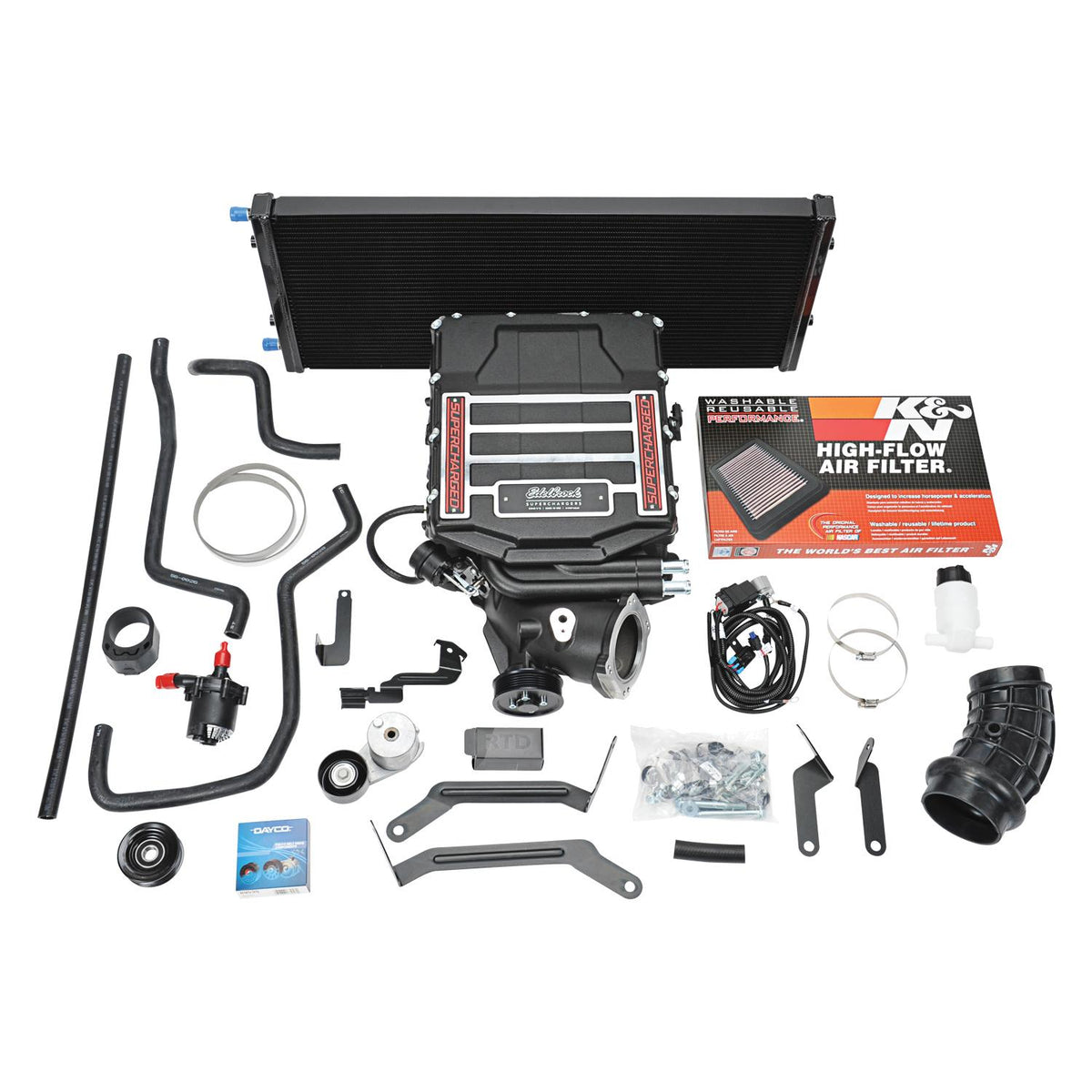 Edelbrock Supercharger System #15665 is a 50-state emissions-legal bolt-on kit for 2019-2021 Chevy Silverado/GMC Sierra 1500 trucks with a 5.3L V8. This TVS 2650 kit installs under the stock hood with no cutting or modifications required. - 15665