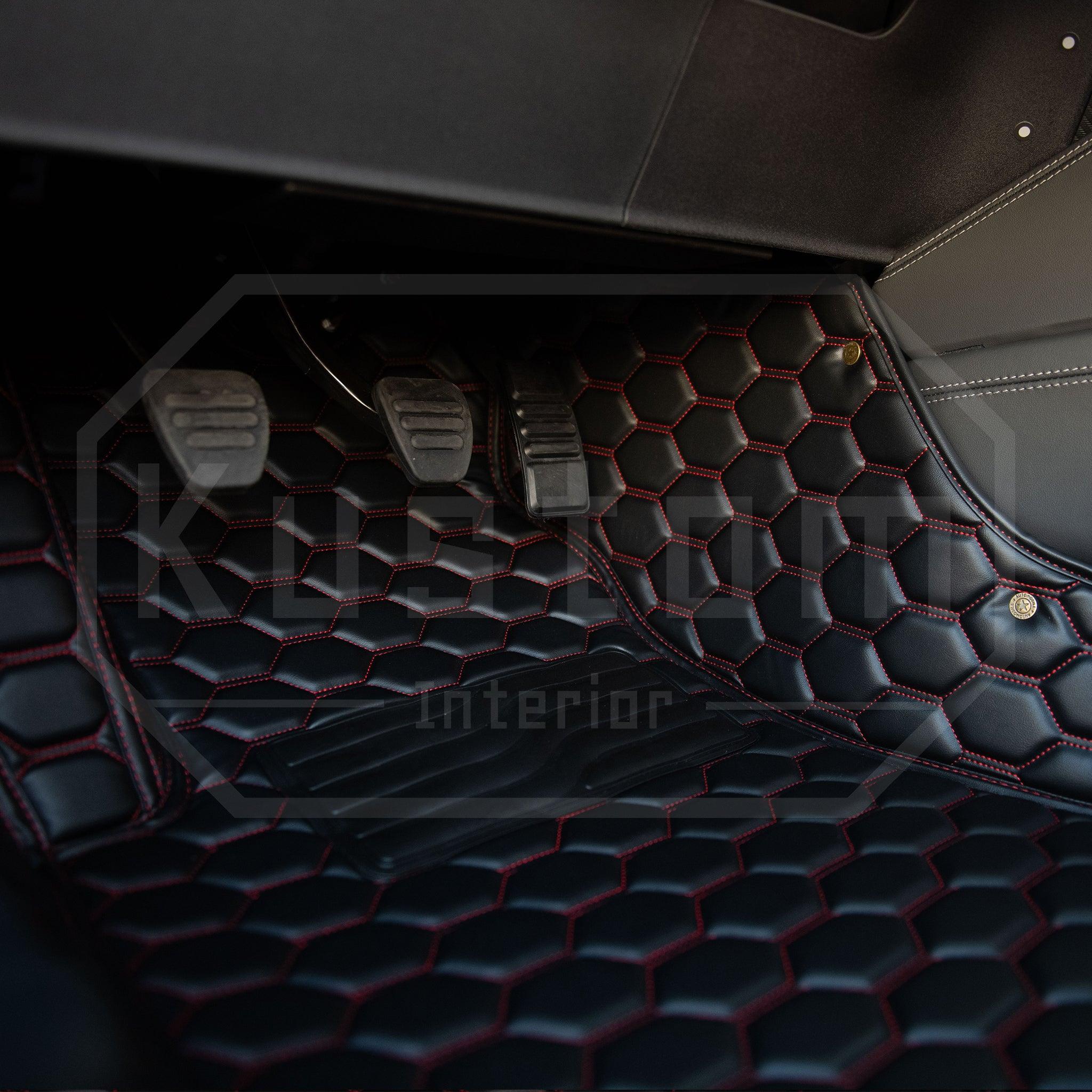 Kustom Interior Honeycomb Leather Floor Mat (2024-2026 Mustang)