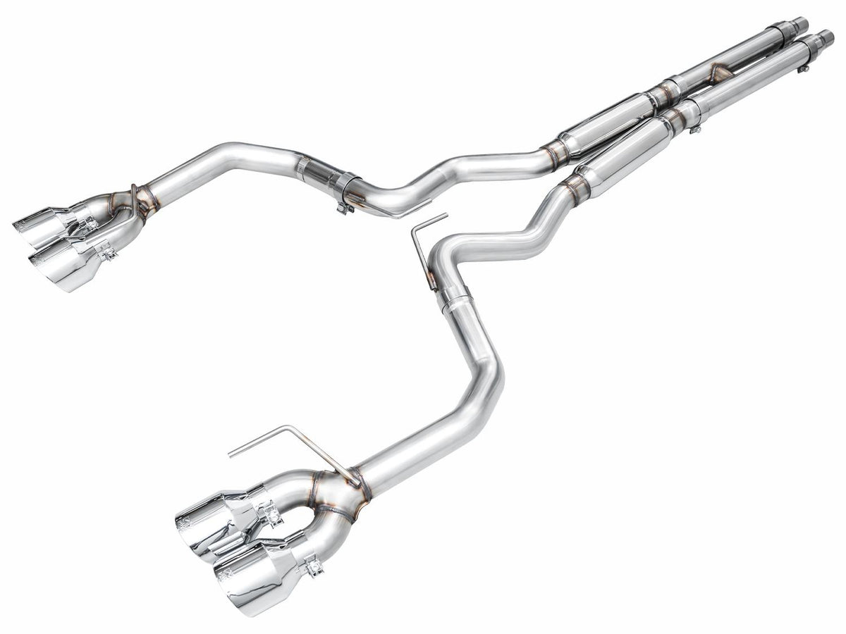 AWE Track Edition Catback Exhaust - Quad Chrome Silver Tips (2024-2026 Mustang Dark Horse) - 3020-42375