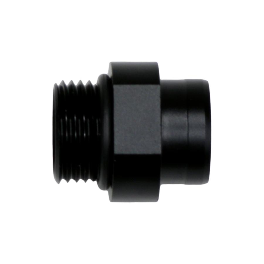 DeatschWerks 8AN ORB to S387 Pre-Filter Sock Adapter, Anodized Matte Black - 6-02-0737-B