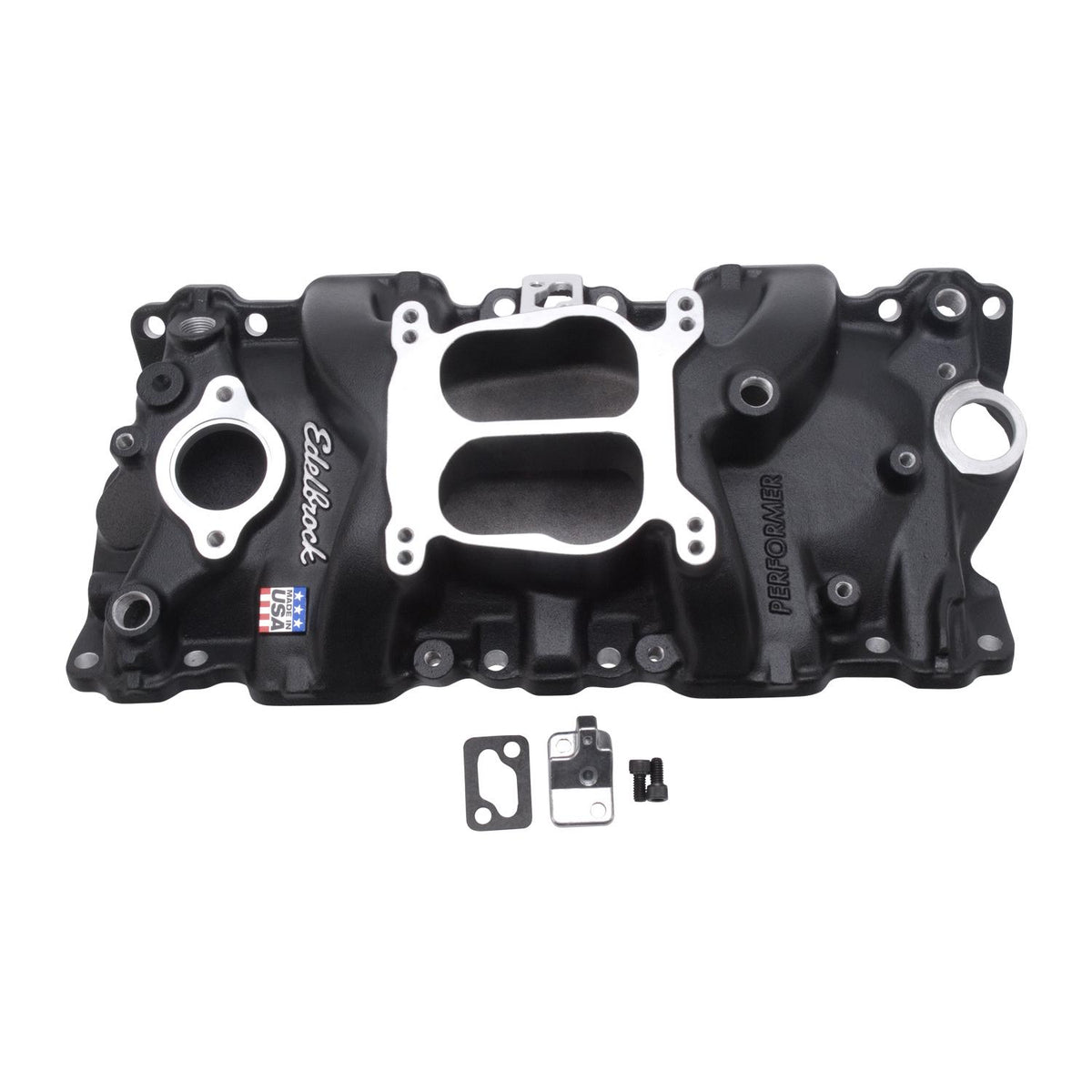 Edelbrock Black Performer Mnfld 1987-95 SBC (1987-1987 Buick Regal,1987-1991 Avanti II,1987-1989 Excalibur Phaeton,1987-1988 GMC G3500) - 21043