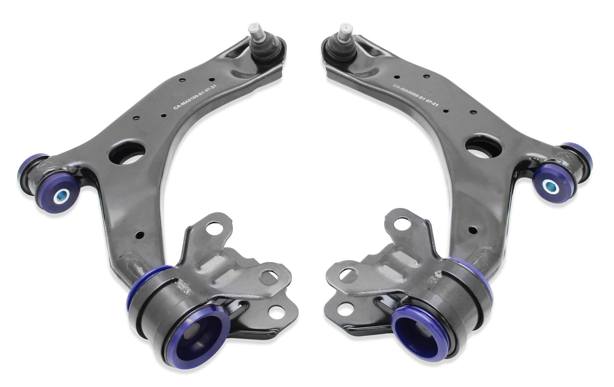 SuperPro 10-14 Mazda3 Front Lower Control Arm Set w/ SP Bushings (2010-2013 3 i, 3 S) - TRC1051