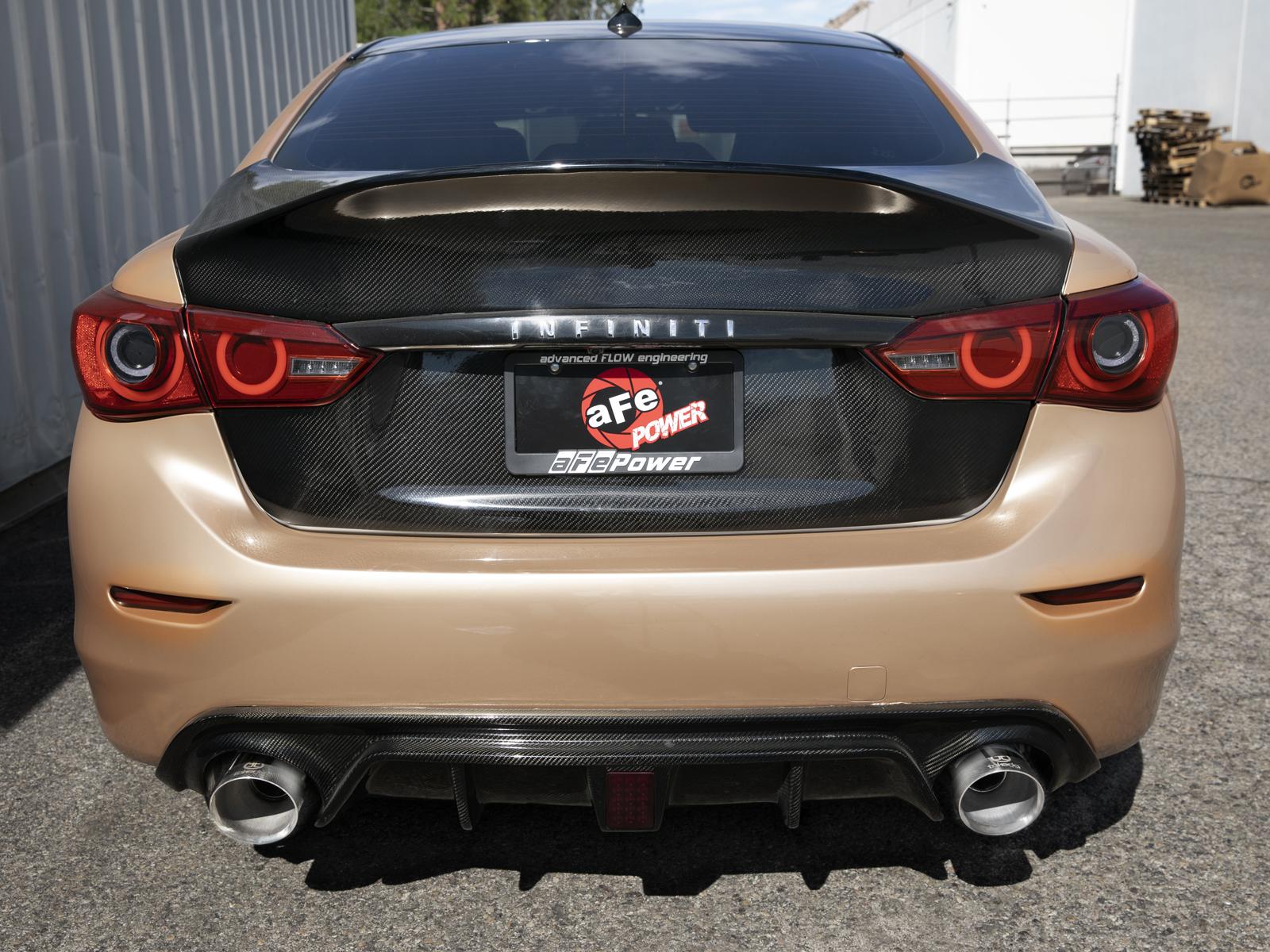 AFE Takeda 2-1/2 IN 304 Stainless Steel Cat-Back Exhaust System w/ Polished Tips (2014-2015 Q50 3.7) - 49-36136-P
