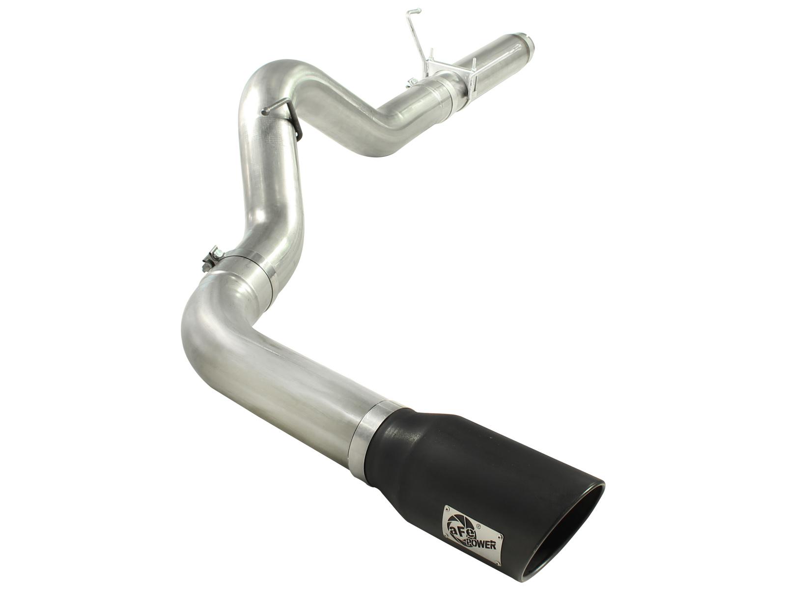 AFE Large Bore-HD 5 IN 409 Stainless Steel DPF-Back Exhaust System w/Black Tip (2007-2012 2500, 3500, Ram 2500, Ram 3500) - 49-42016-B