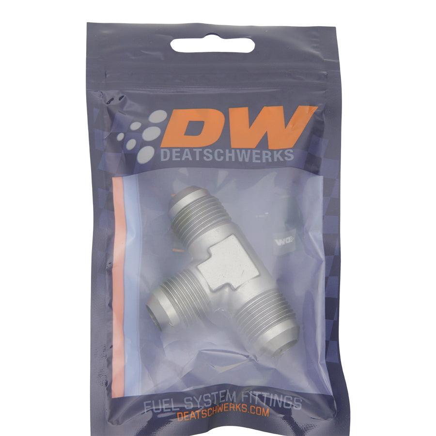 DeatschWerks 8AN Male Flare to 8AN Male Flare to 8AN Male Flare Tee Fitting, Anodized DW Titanium - 6-02-0722