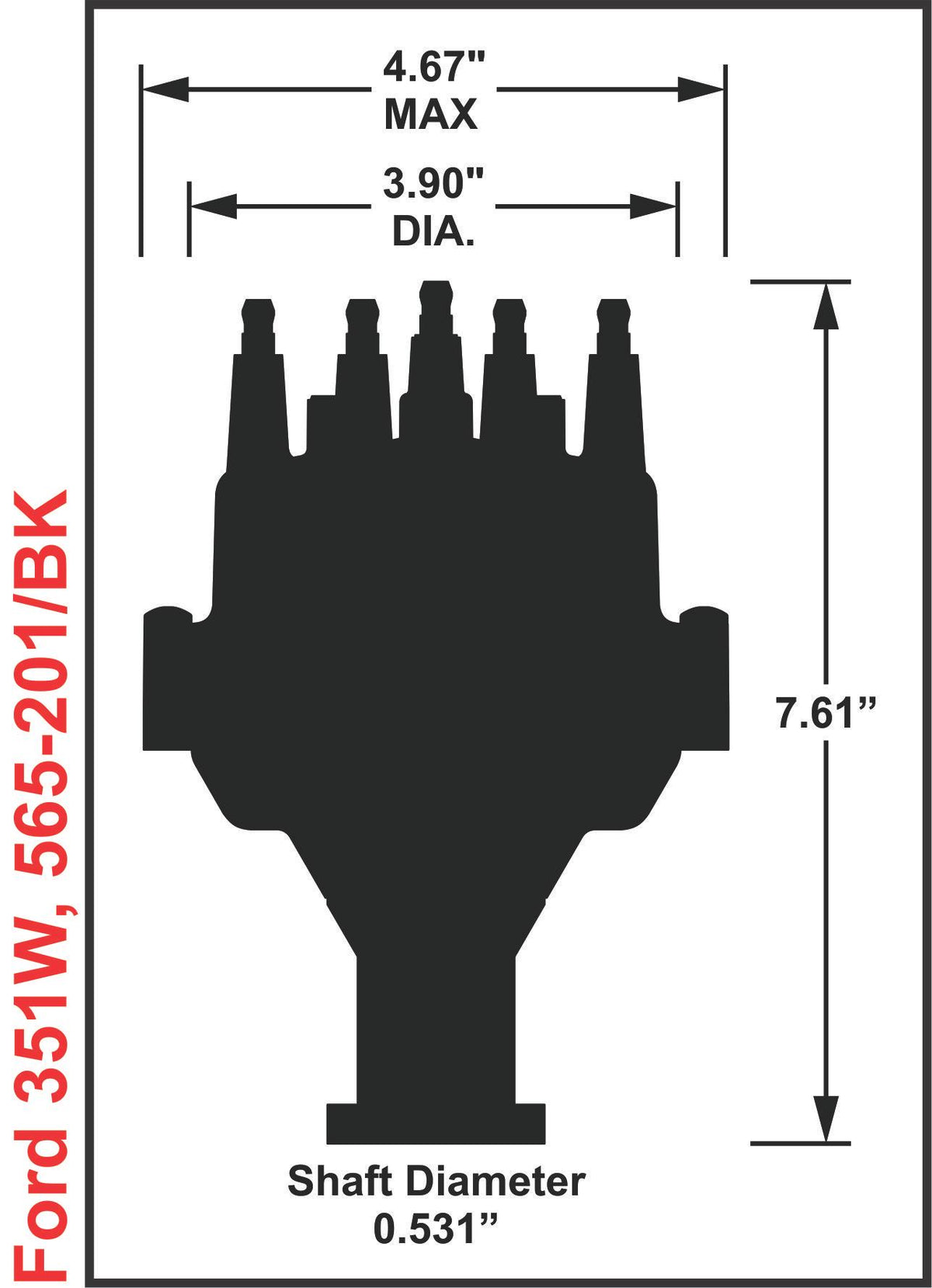 Holley Efi 565-201BK Dist., Dual Sync., Ford 351W, Black
