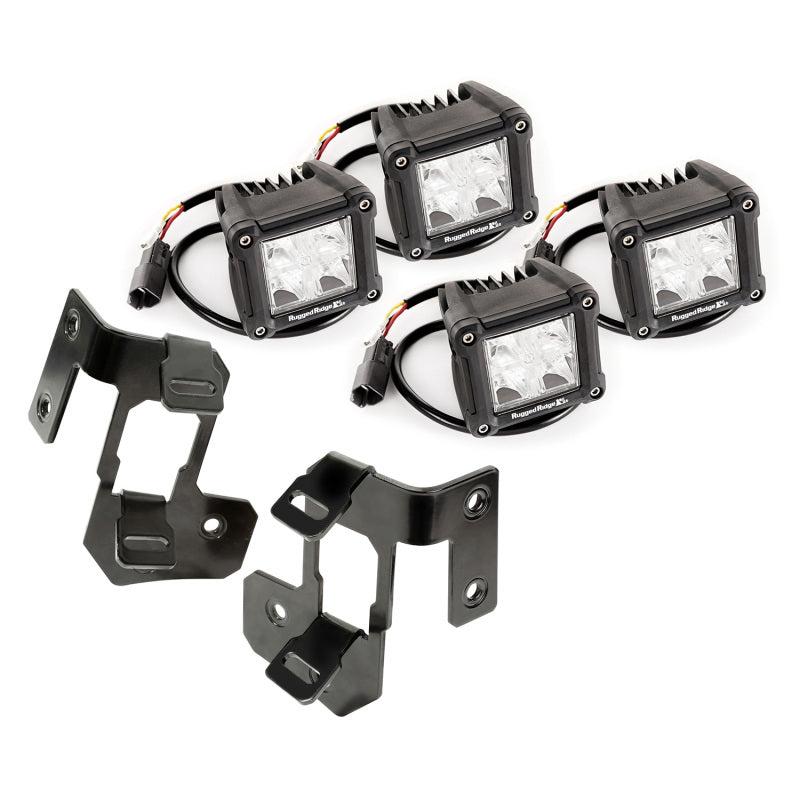 Rugged Ridge Light Kit A-Pillar Mounted Dual Beam Square; 07-18 Wrangler Jk - 11232.18