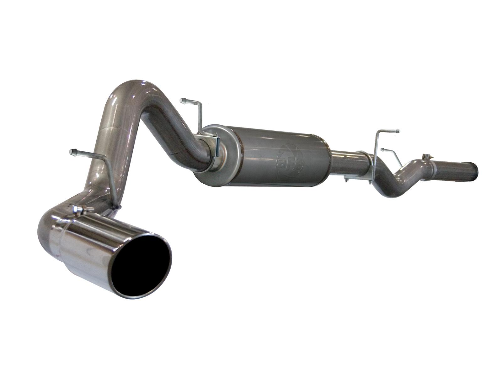 AFE Large Bore-HD 4 IN 409 Stainless Steel Cat-Back Exhaust System w/ Polished Tip - 49-44002