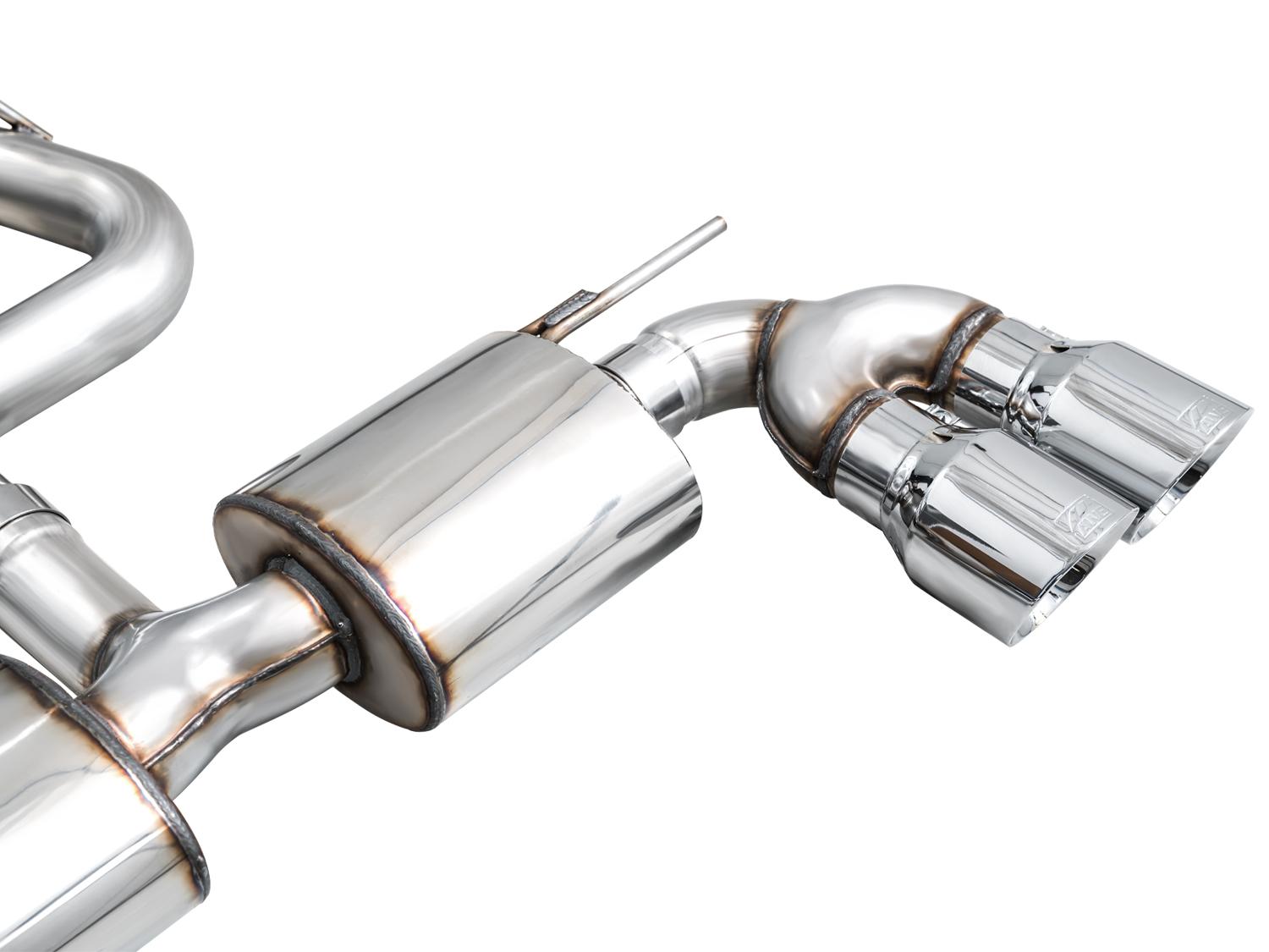 AWE Touring Edition Exhaust for Volkswagen MK8 Golf R - Chrome Silver Tips - 3015-42658