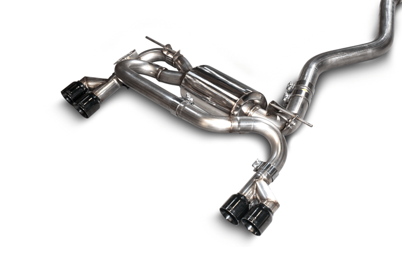 AWE Tuning BMW F3X N20/N26 328i/428i Touring Edition Exhaust Quad Outlet - 80mm Diamond Black Tips - 3010-43036