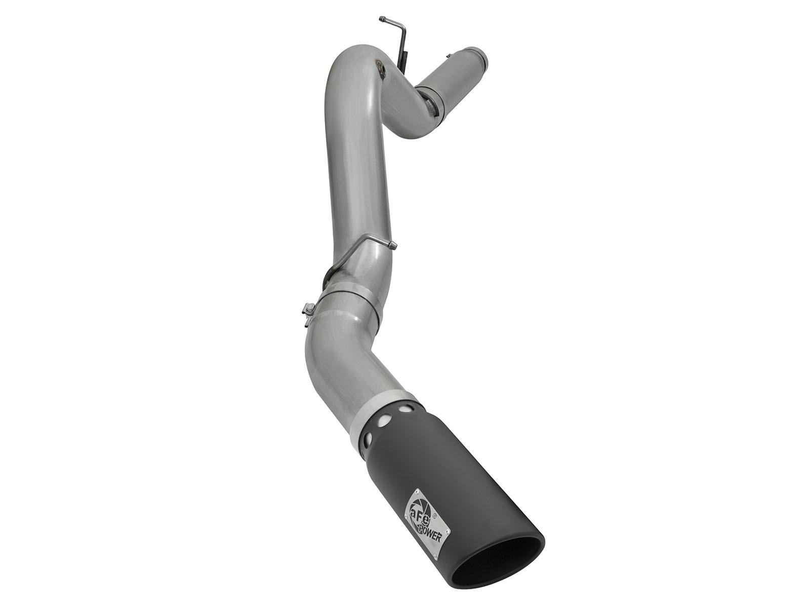 AFE Large Bore-HD 5 IN 409 Stainless Steel DPF-Back Exhaust System w/Black Tip - 49-44081-B