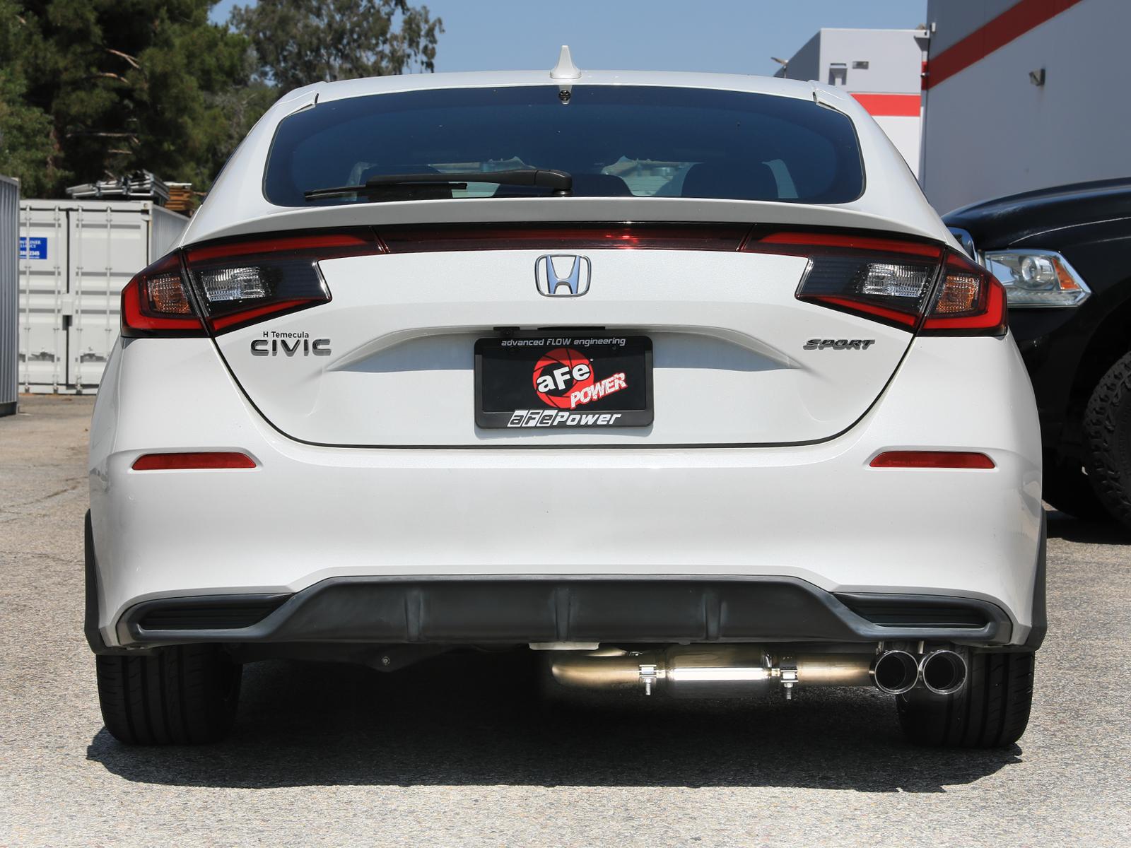 AFE Takeda 2-1/2 IN to 3 IN 304 Stainless Steel Cat-Back Exhaust w/ Black Tips (2022-2025 Civic Sport) - 49-36631-B