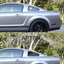 Anchor Room Quarter Window American Flag (2005-2009 Mustang) - Gloss Black, Distressed/Tattered - 05FM_QWF_G