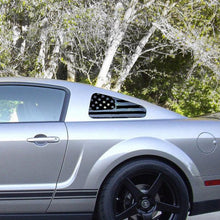 Anchor Room Quarter Window American Flag (2005-2009 Mustang) - Gloss Black, Distressed/Tattered - 05FM_QWF_G