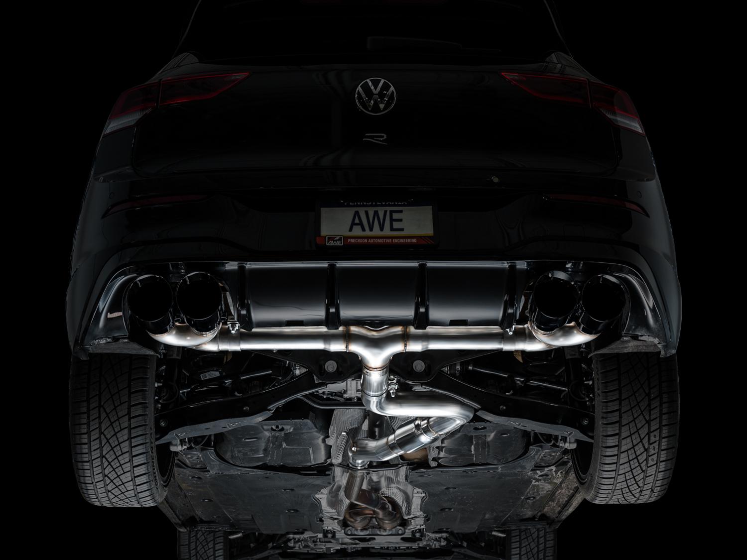 AWE Track Edition Exhaust for Volkswagen MK8 Golf R - Diamond Black Tips - 3020-43658