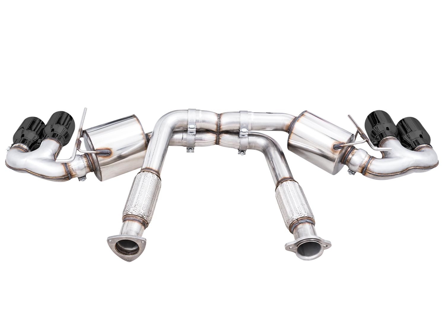 AWE Touring Edition Exhaust - Quad Diamond Black Tips (2020-2024 Corvette C8) - 3015-43159