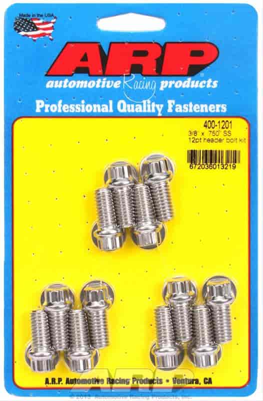 ARP 3/8 x .750 SS 12pt header bolt kit - 400-1201