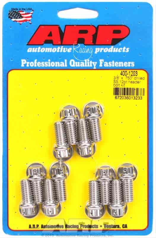 ARP 3/8 x .750 drilled SS 12pt header bolt kit - 400-1203