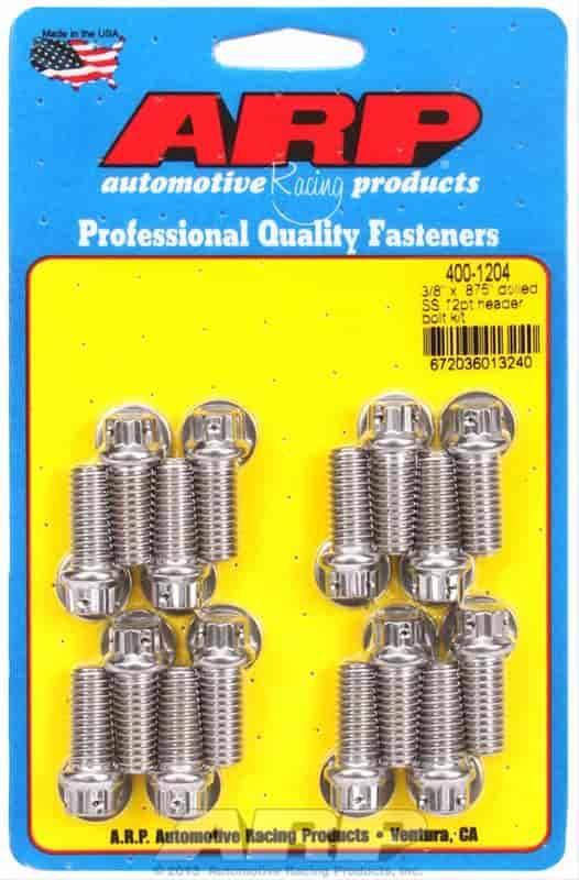 ARP 3/8 x .875 drilled SS 12pt header bolt kit - 400-1204