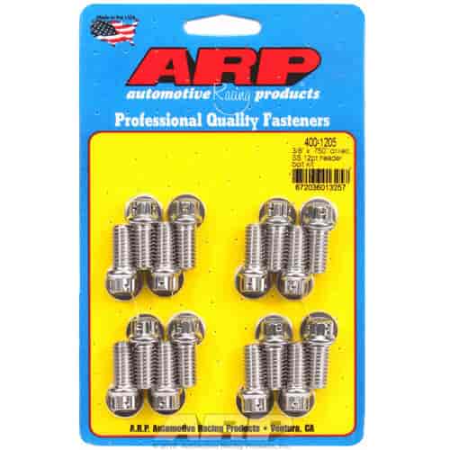 ARP 3/8 x .750 drilled SS 12pt header bolt kit - 400-1205