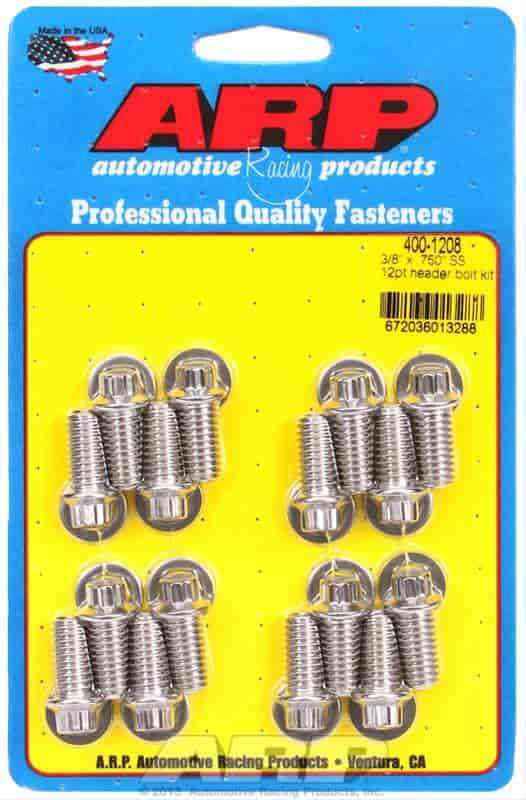 ARP 3/8 x .750 SS 12pt header bolt kit - 400-1208