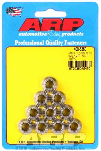 ARP M8 X 1.00 (M10 wr) SS 12pt nut kit - 400-8360