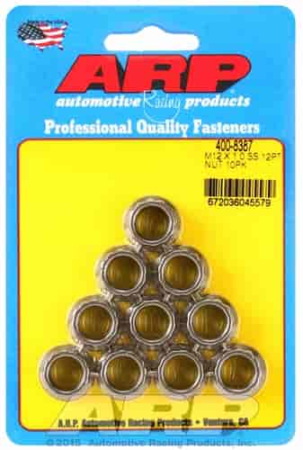 ARP M12 X 1.00 (M14 wr) SS 12pt nut kit - 400-8387