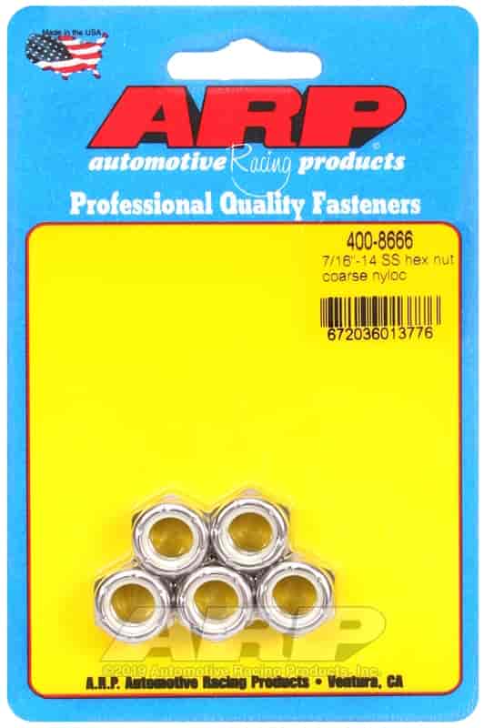 ARP 7/16-14 SS coarse nyloc hex nut kit - 400-8666