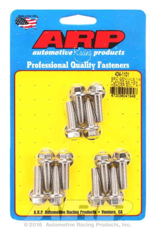 ARP SBC/GENIII LS 1/4 flange SS hex header bolt kit - 434-1101