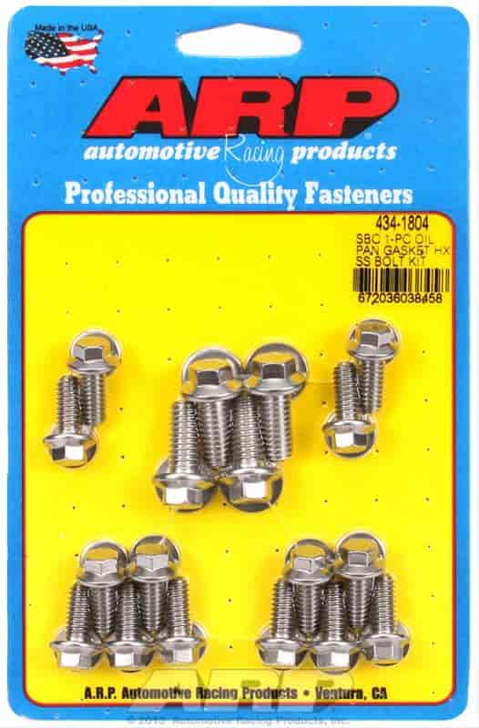ARP SB Chevy 1-pc SS hex oil pan gasket bolt kit - 434-1804