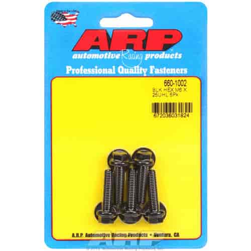 ARP M6 x 1.00 x 25 hex black oxide bolts - 660-1002