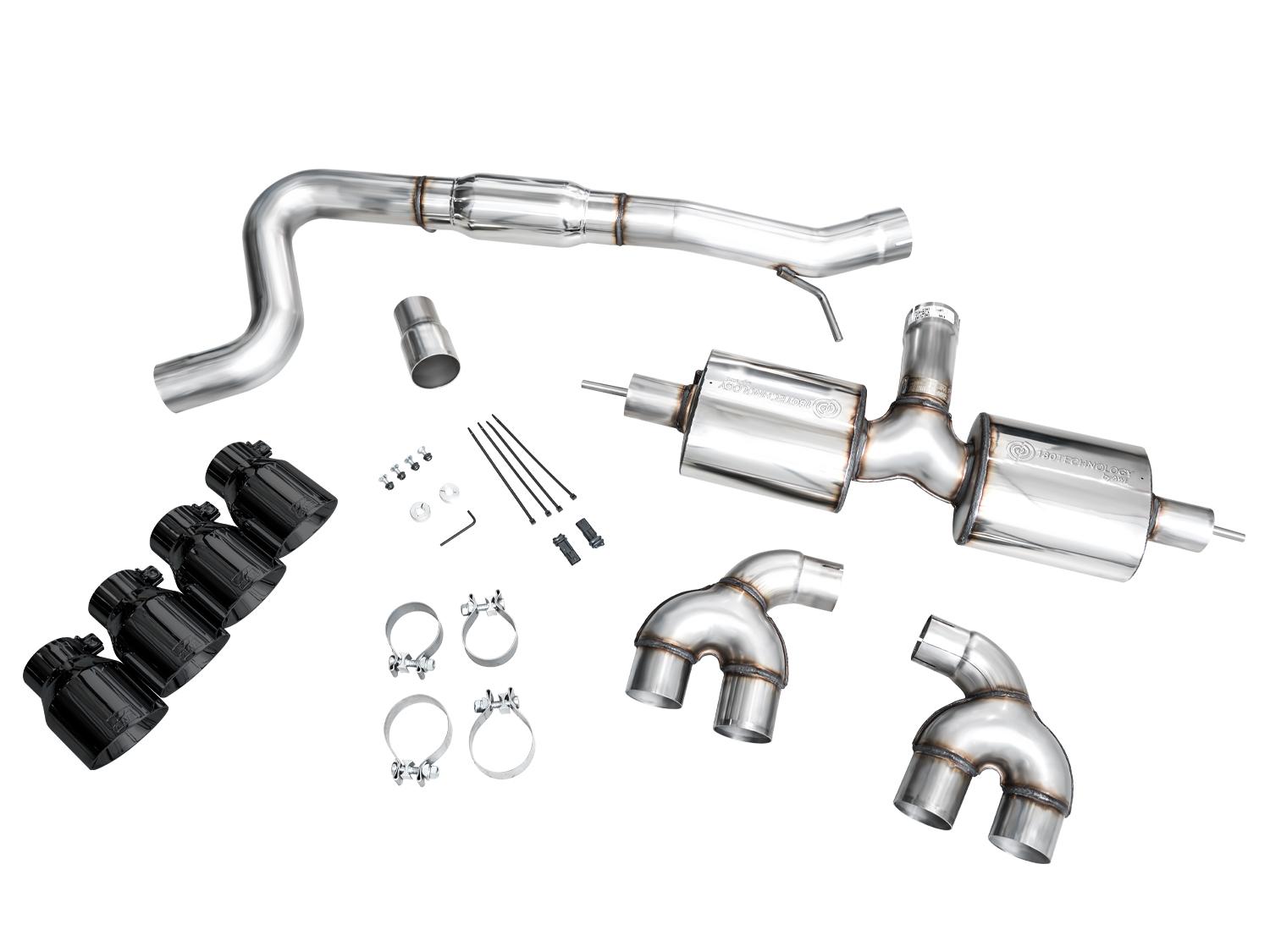AWE Touring Edition Exhaust for Volkswagen MK8 Golf R - Diamond Black Tips - 3015-43658