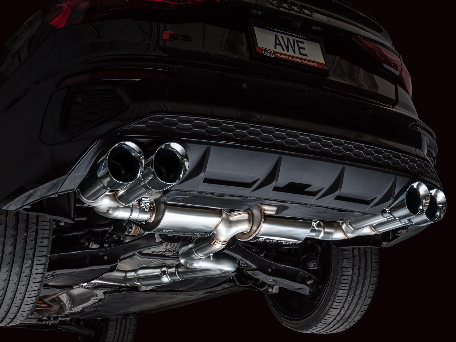 AWE Touring Edition Exhaust for Audi 8Y S3 - Chrome Silver Tips - 3015-42897