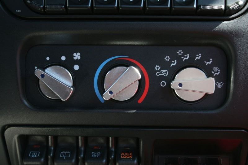 Rugged Ridge Dash Knob Kit Climate Control 3 Piece Aluminum Blue; 99-06 Tj - 11420.03
