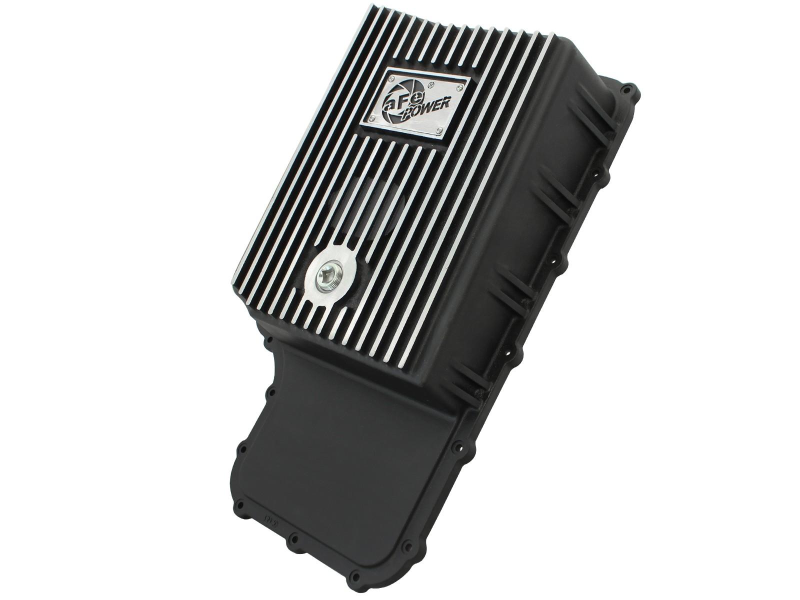 aFe POWER Transmission Pan Black w/ Machined Fins (2011-2021 F-250 Super Duty, F-250 Super Duty, F-350 Super Duty, F-350 Super Duty) - 46-70182
