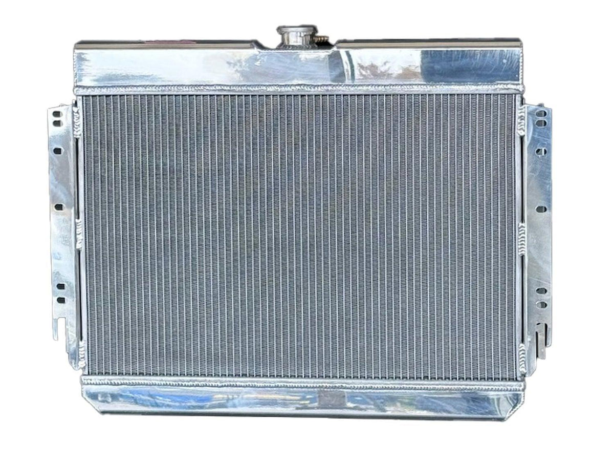 Fluidyne 1961-1966 GM C10 Chevy Automatic Polished Aluminum Radiator 25x24 - 1961-1966 GM Chevy 3 Row Automatic Polished Aluminum Radiator 25x24 - RGM.3R2524.A